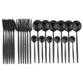 Talher Aço Negro Premium Feito à Mão 24pcs