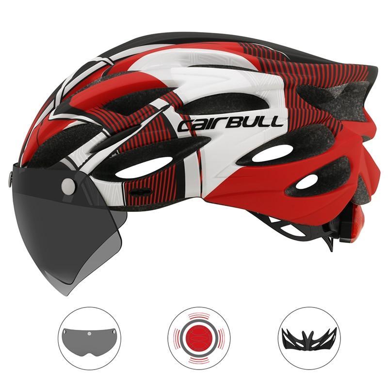 Capacete de Ciclismo Com LED e Viseira CAIRBULL - Max Protection